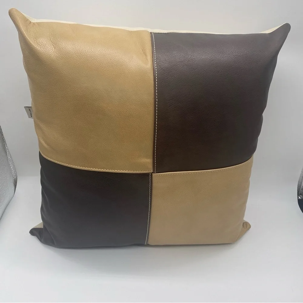 NEW Luxury Leather  Decor Pillow Cover Size 18x18”. (Insert not Include)
